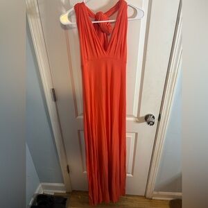 AKIRA black label Vibrant Orange Maxi Dress size Large EUC